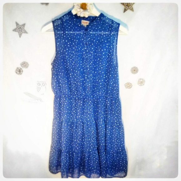Semi-Sheer Dottie Blue Dress - Picture 5 of 5